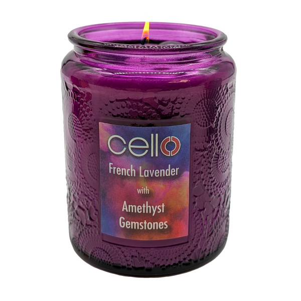 Gemstone Candle -  French Lavender with Amethyst