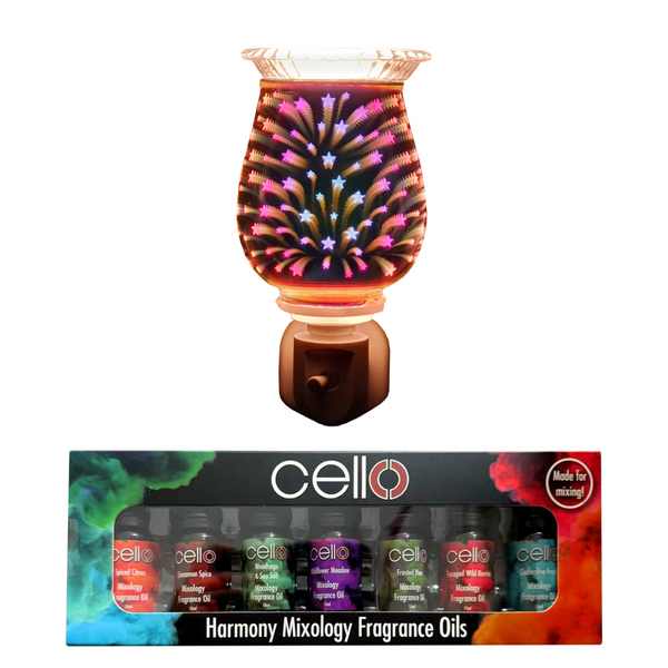 Cosmic 3D Plug In Electric Wax Burner with Harmony Mixology Oils