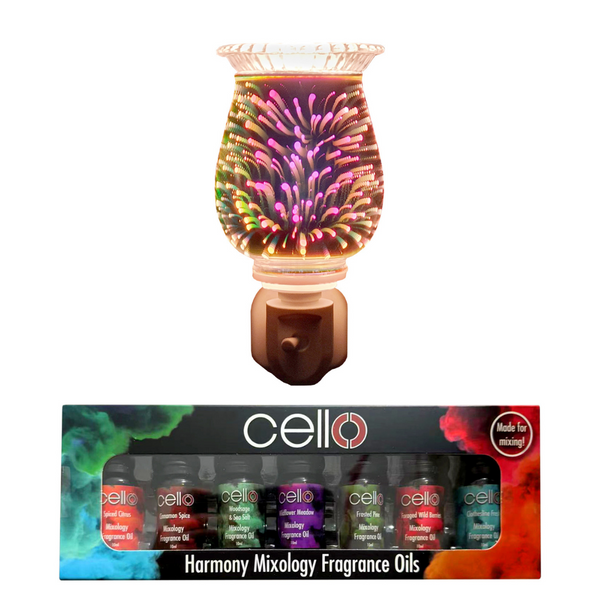 Infinity 3D Plug In Electric Wax Burner with Harmony Mixology Oils