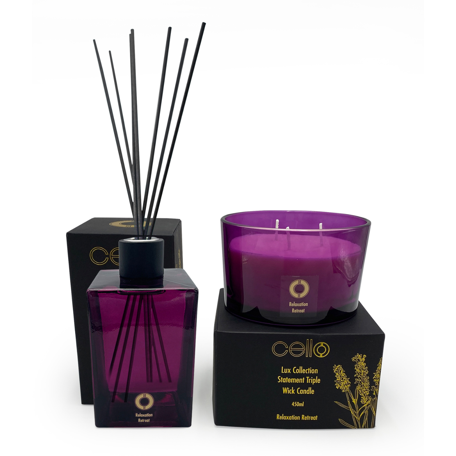 Premium Reed Diffuser & 3 Wick Candle Set - Relaxation Retreat