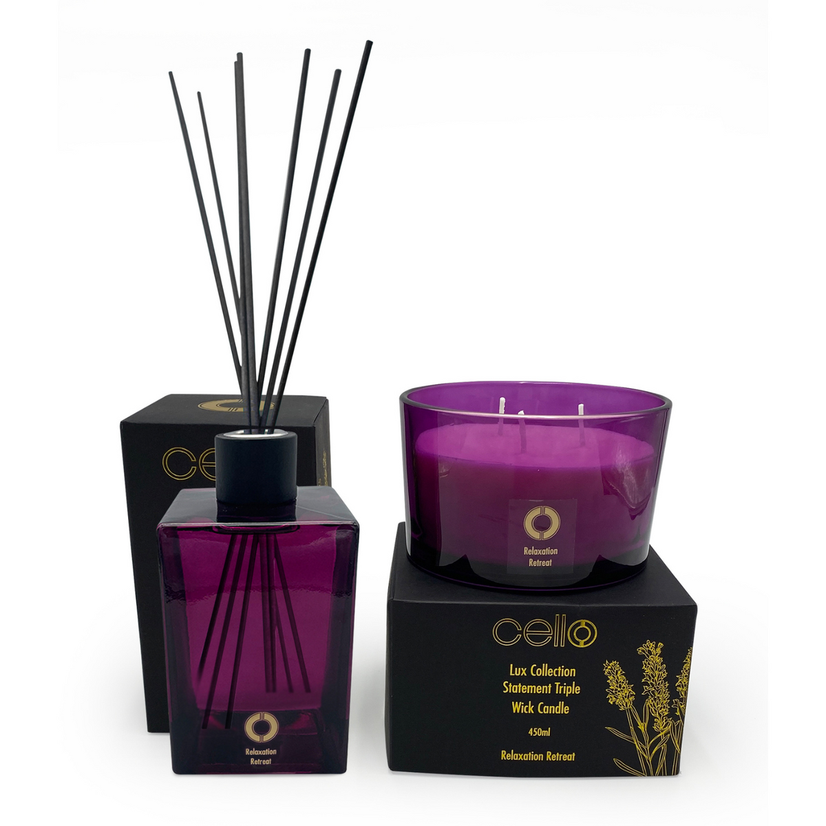 Premium Reed Diffuser & 3 Wick Candle Set - Relaxation Retreat – Cello