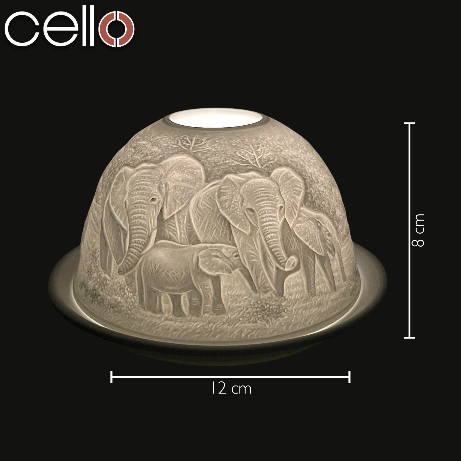 Porcelain Tealight Dome - Elephant Family