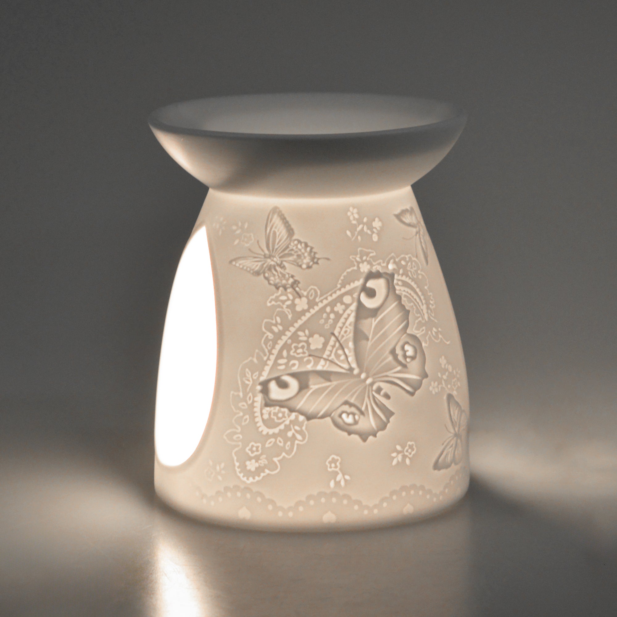 Porcelain Tealight Wax Burner - Silk Wings