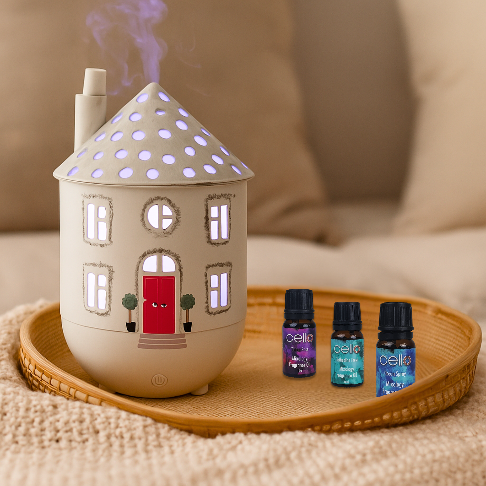 Cello Home Ultrasonic Diffuser with 3 x 10ml Oils