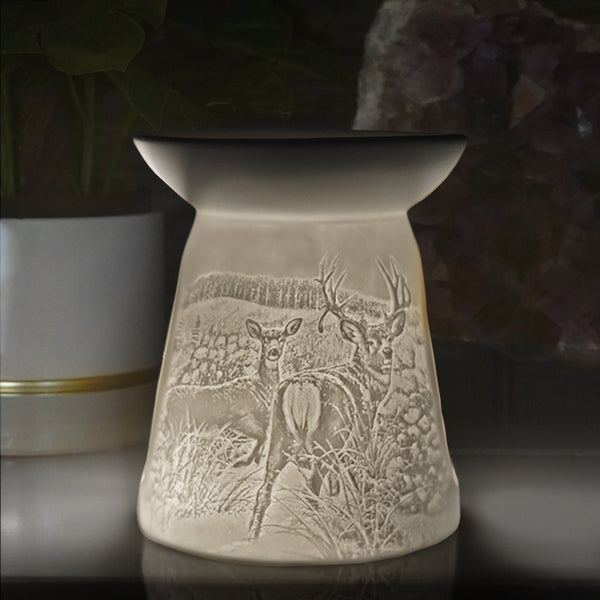Porcelain Tealight Wax Burner - Highland Stag