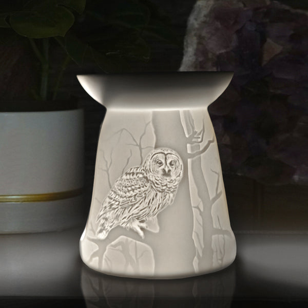 Porcelain Tealight Wax Burner - Nocturnal Owl