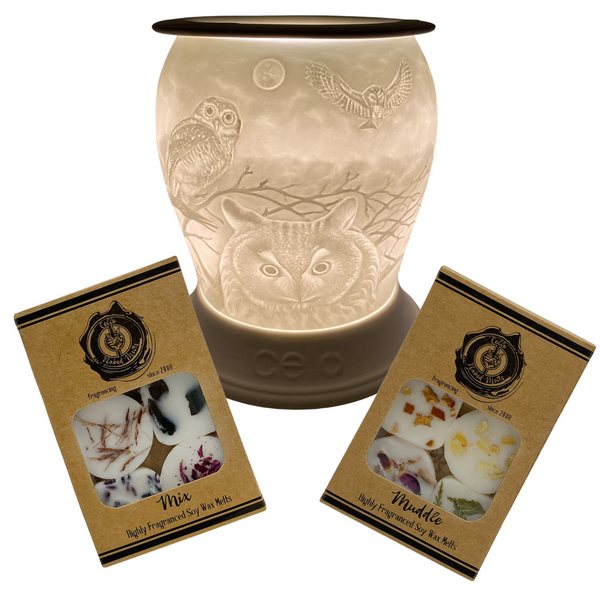 Porcelain Owl Electric Melt Burner with Naked Melts