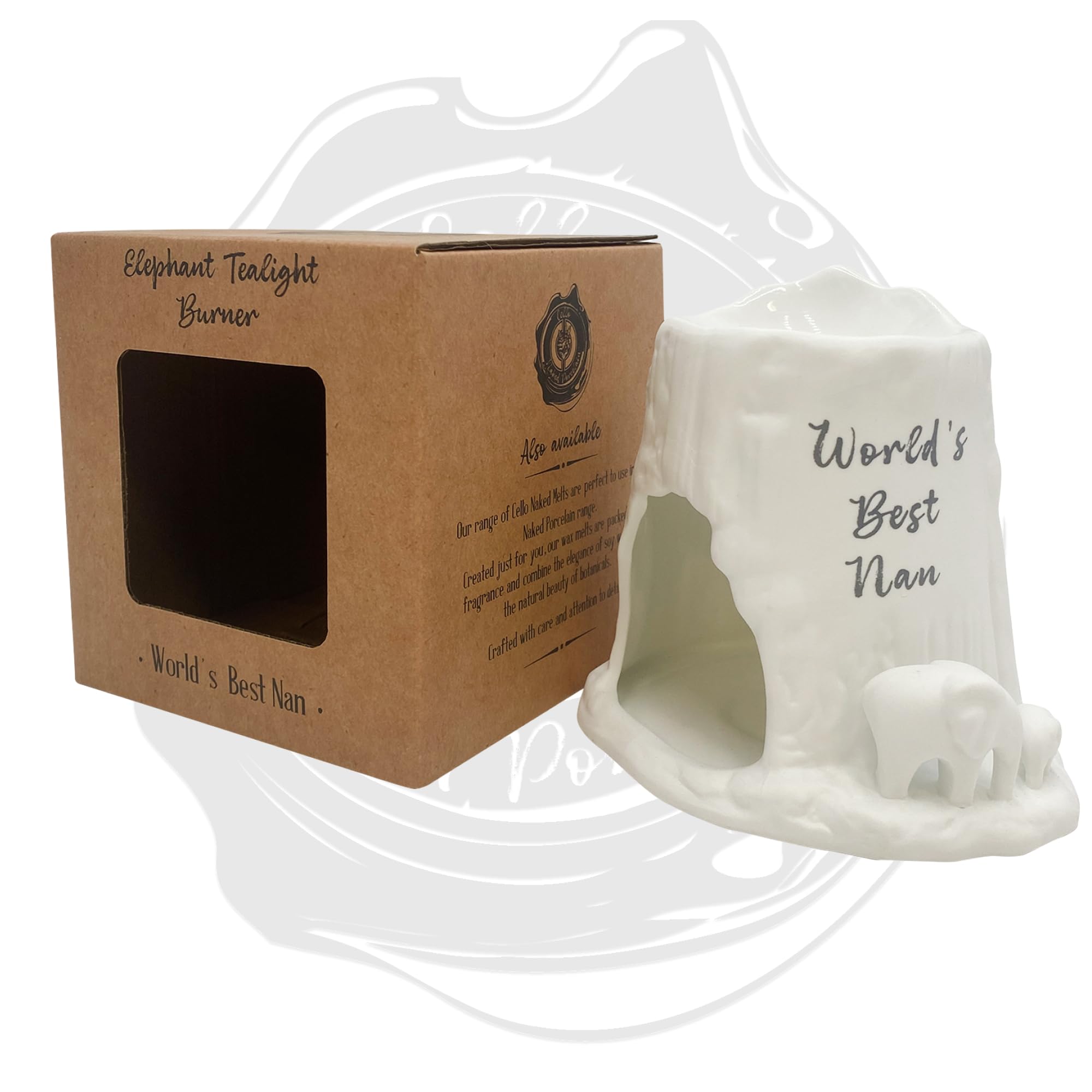 Cello Elephant Tealight Burner - World's Best Nan
