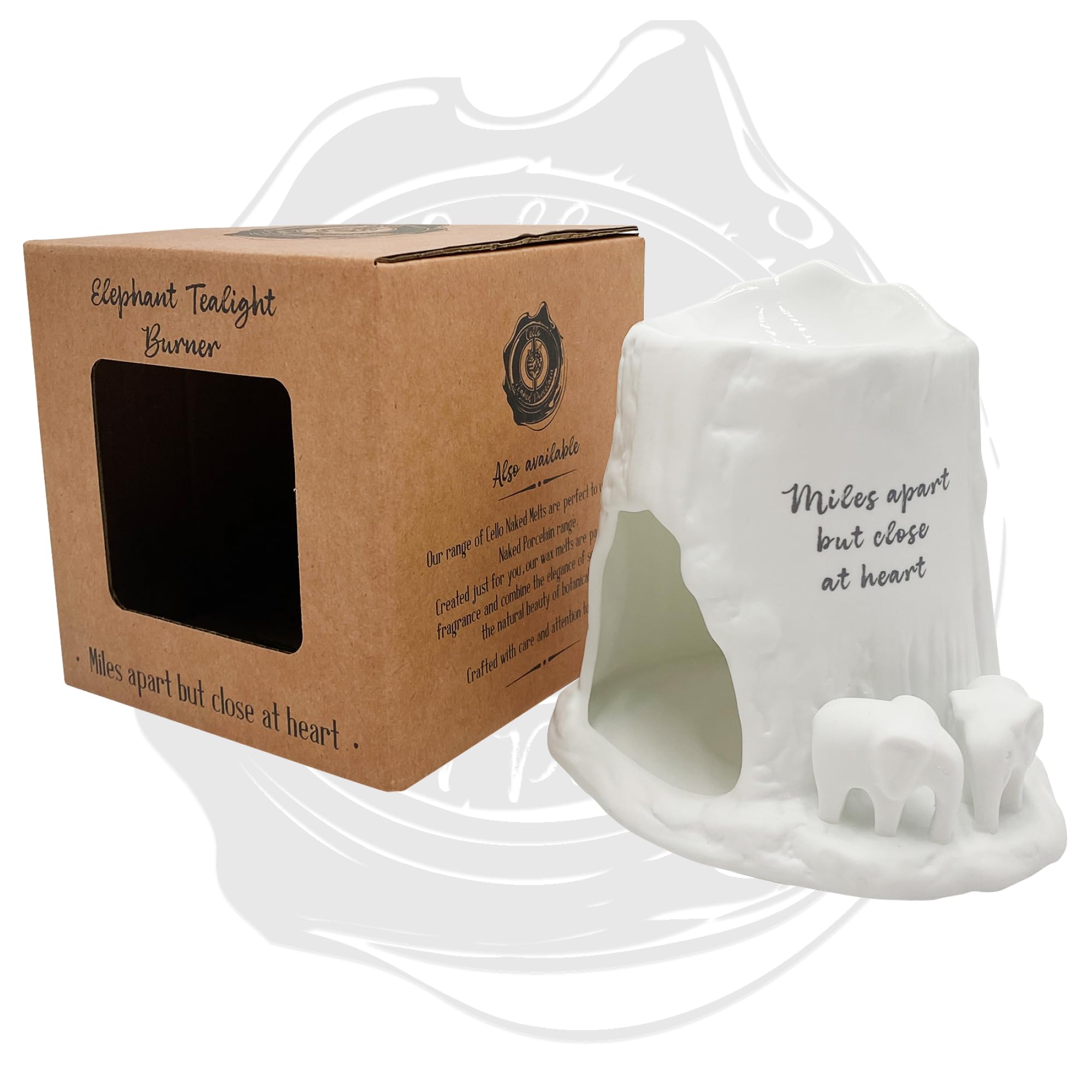 Cello Elephant Tealight Burner - Miles apart but close at heart