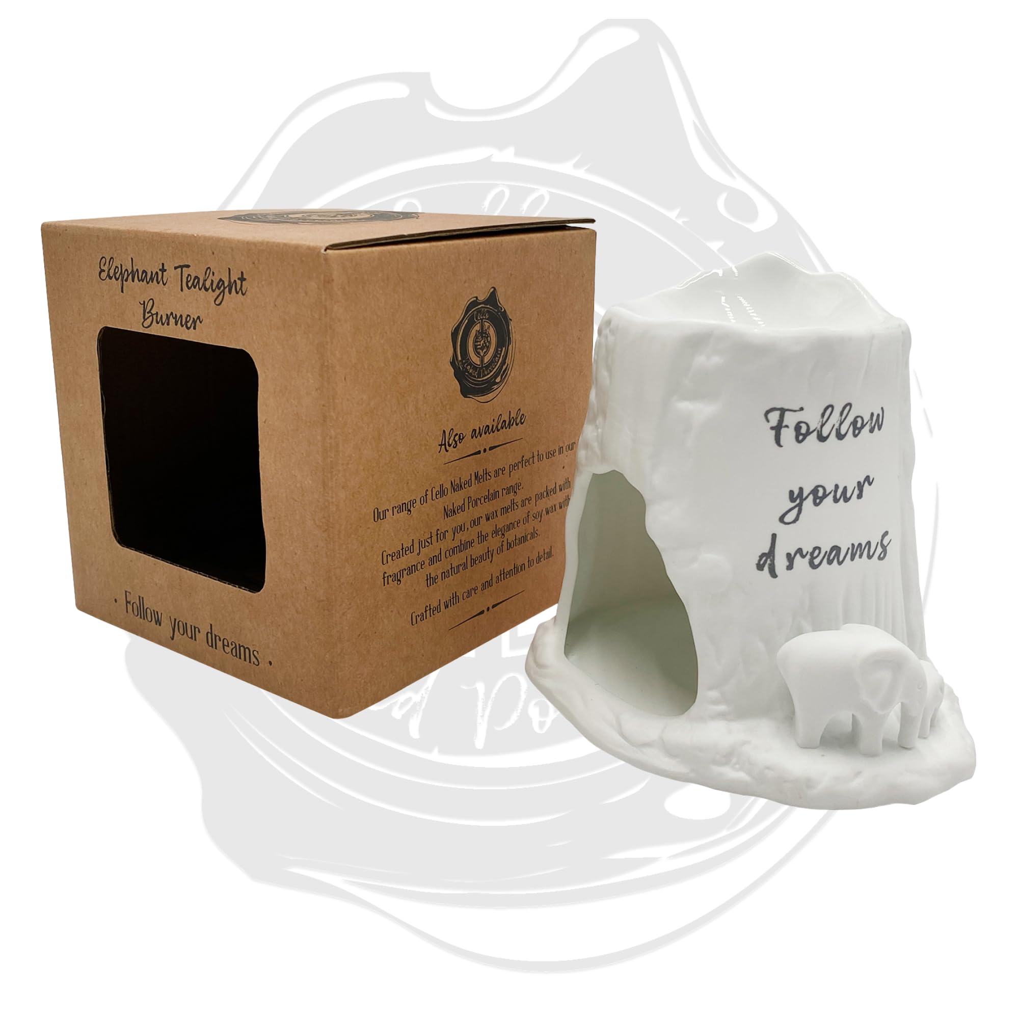 Cello Elephant Tealight Burner - Follow your dreams
