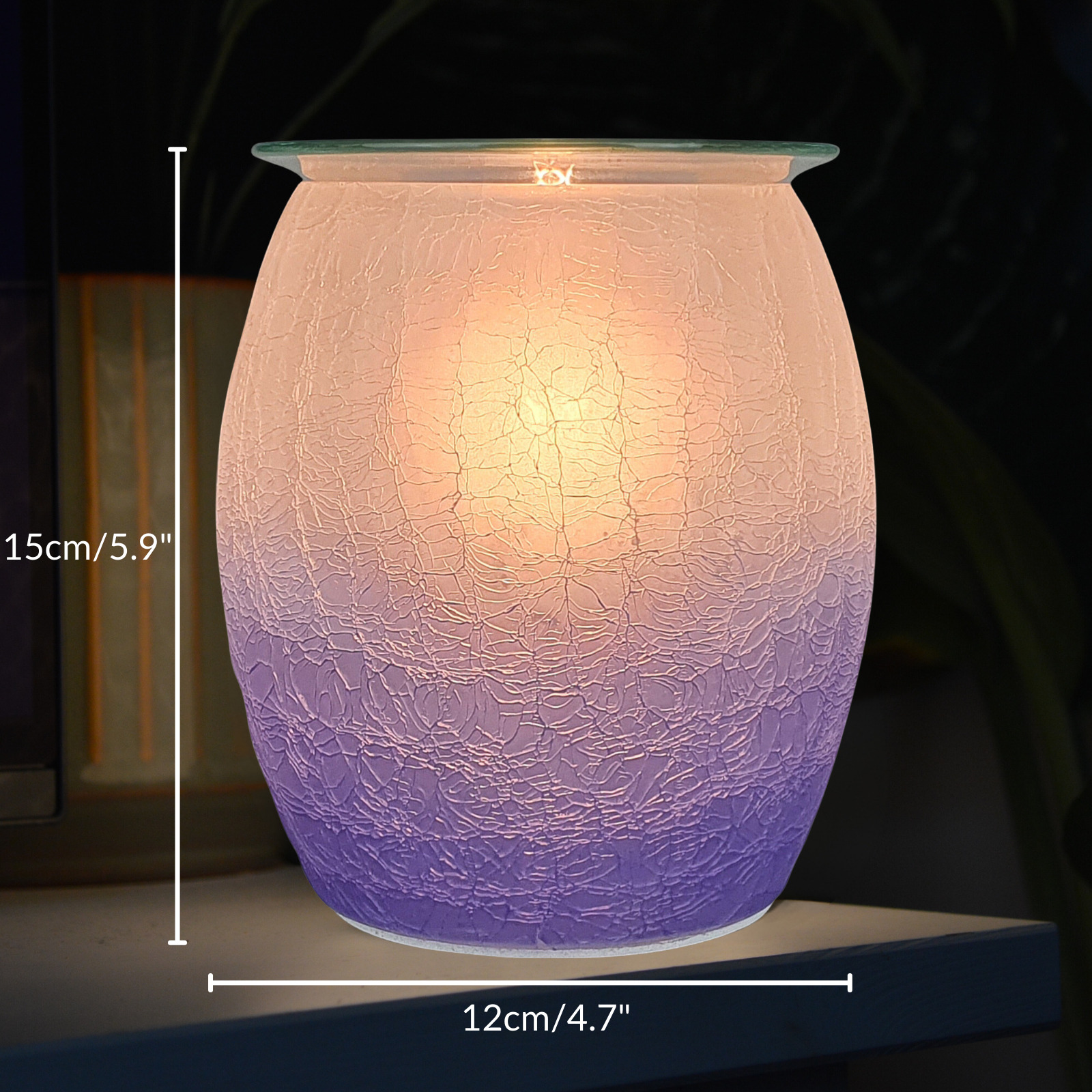 Electric Wax Burner Crackle Glass - Purple