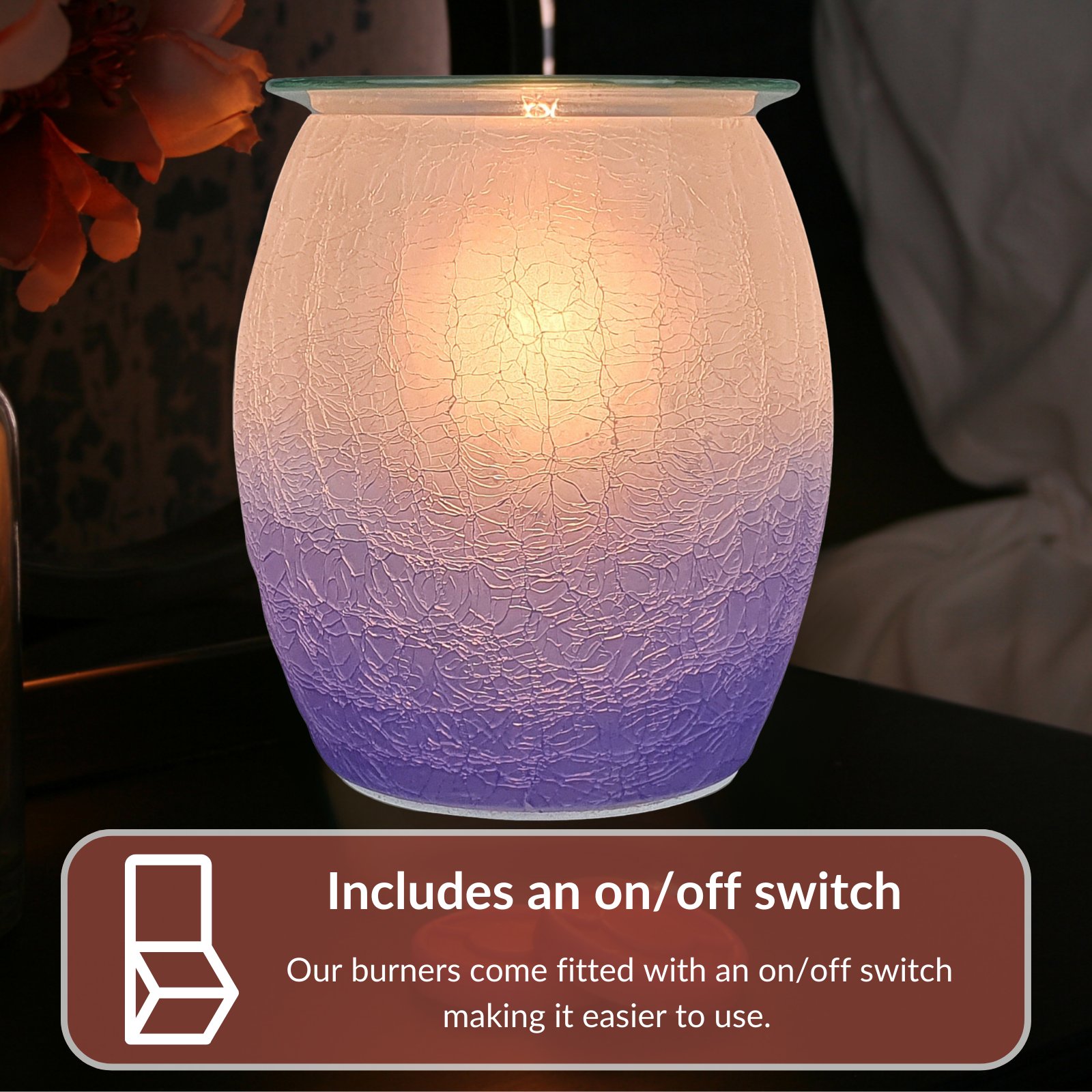 Electric Wax Burner Crackle Glass - Purple