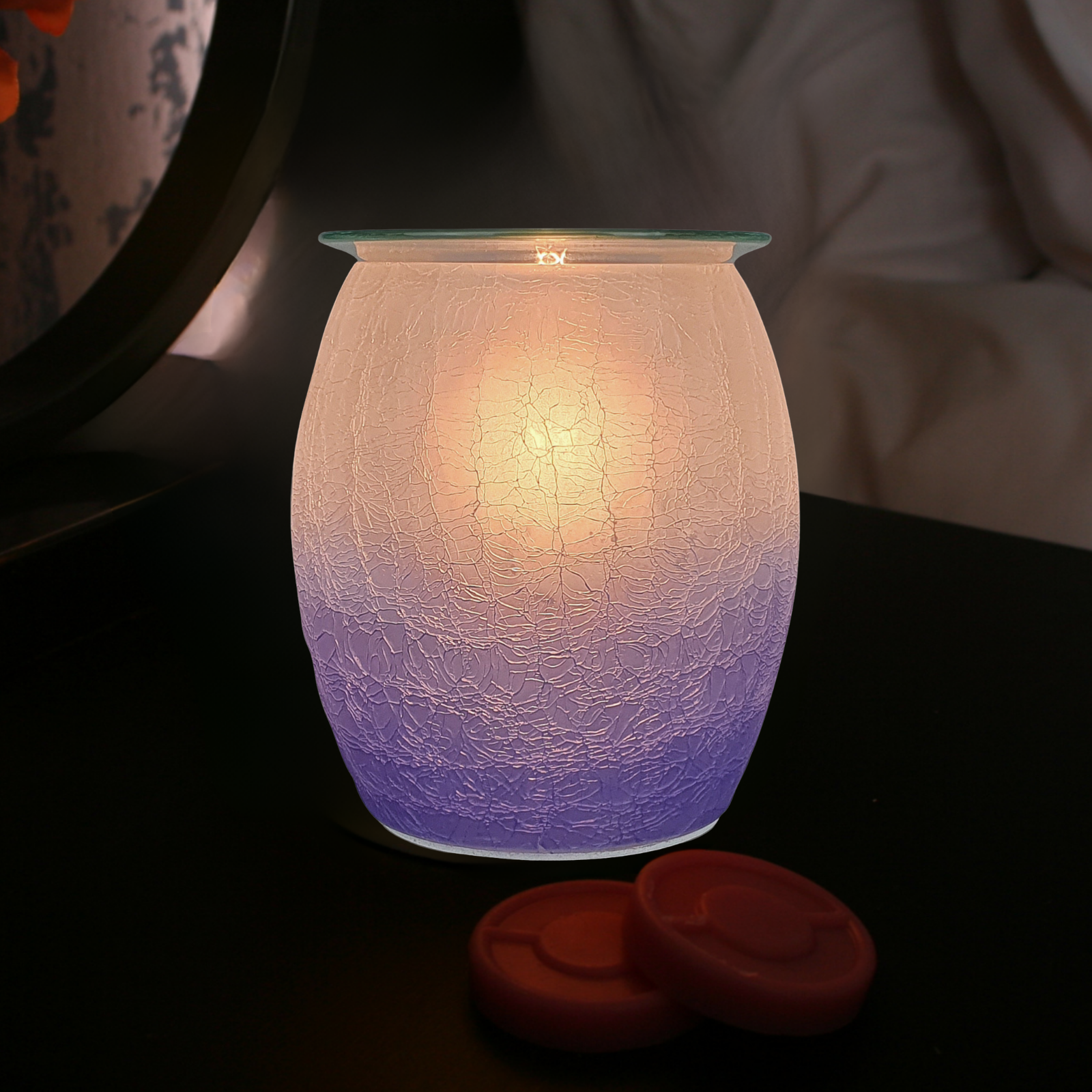 Electric Wax Burner Crackle Glass - Purple