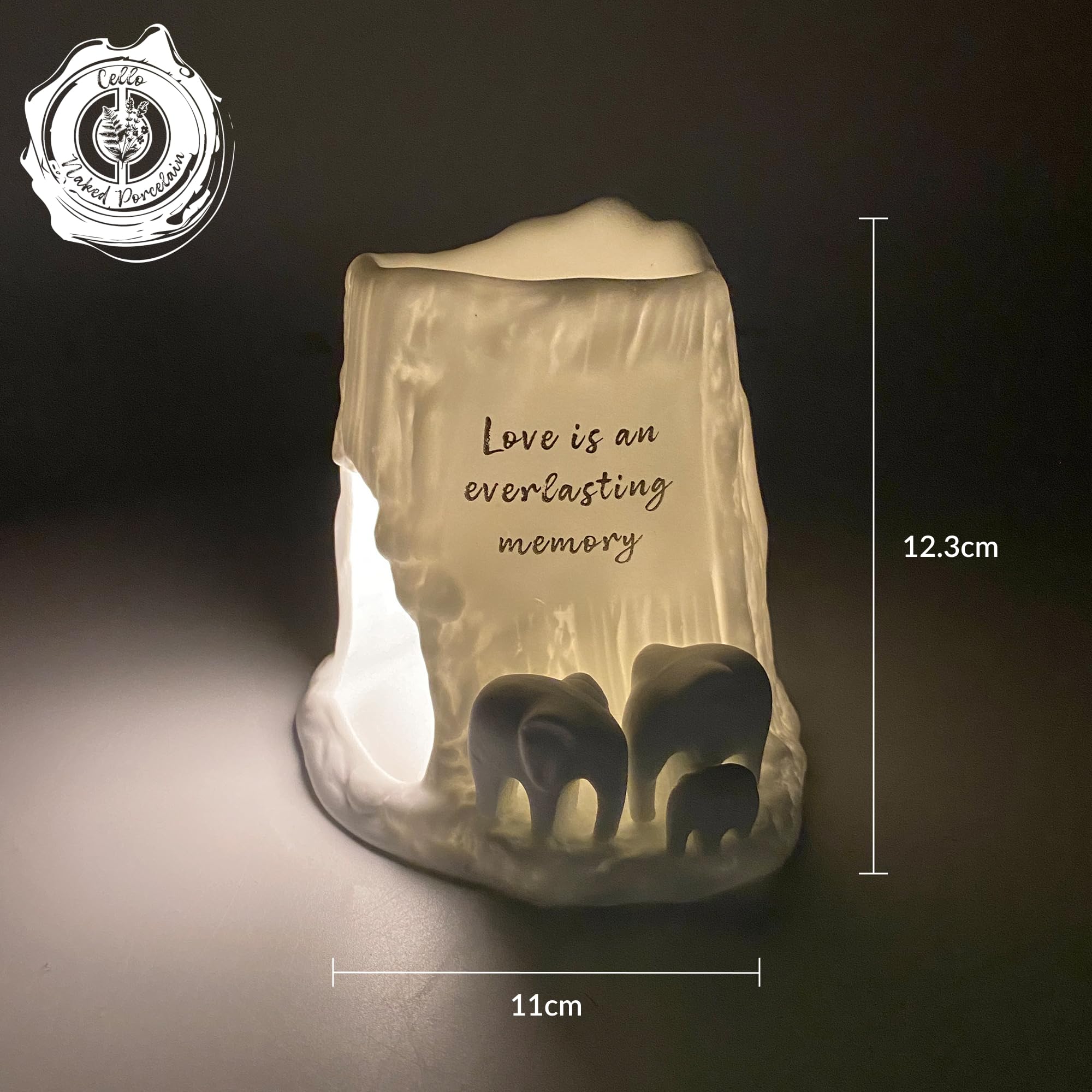 Cello Elephant Tealight Burner - Love is an everlasting memory