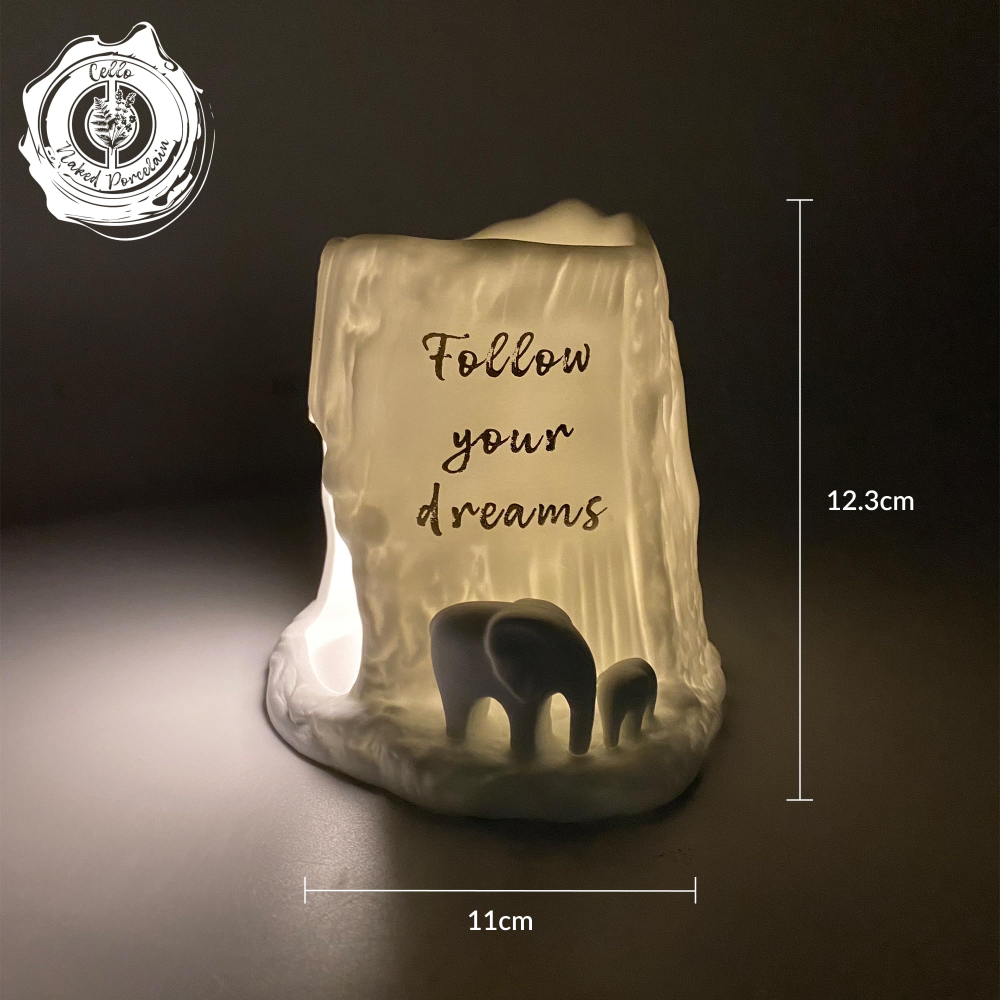 Cello Elephant Tealight Burner - Follow your dreams