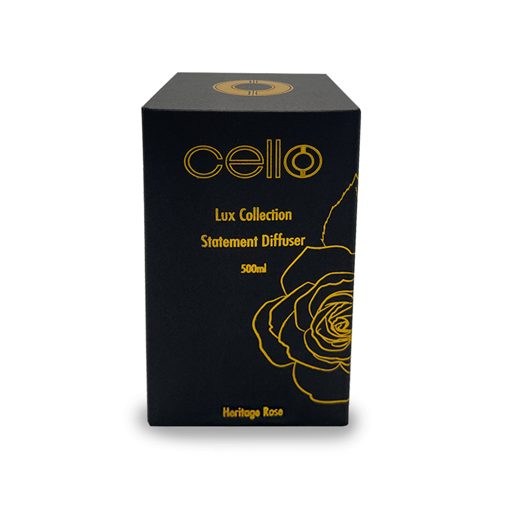 Cello Lux Large Reed Diffuser With 3 Wick Candle And Lighter- Heritage Rose