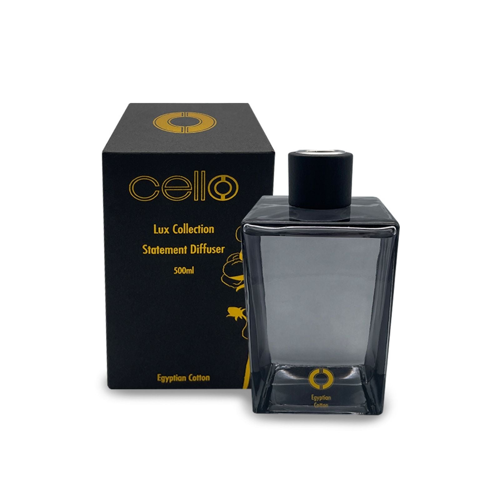 Cello Lux Egyptian Cotton Reed Diffuser & Candle Gift Set with USB Electric Black Lighter