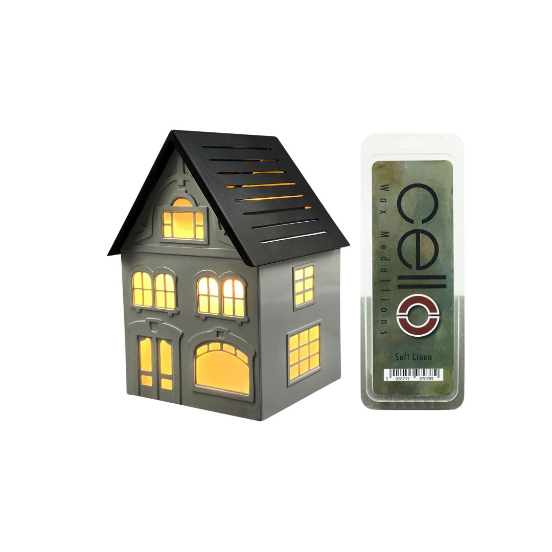 Cello House With Soft Linen Fragrance Medallions (White & Black)