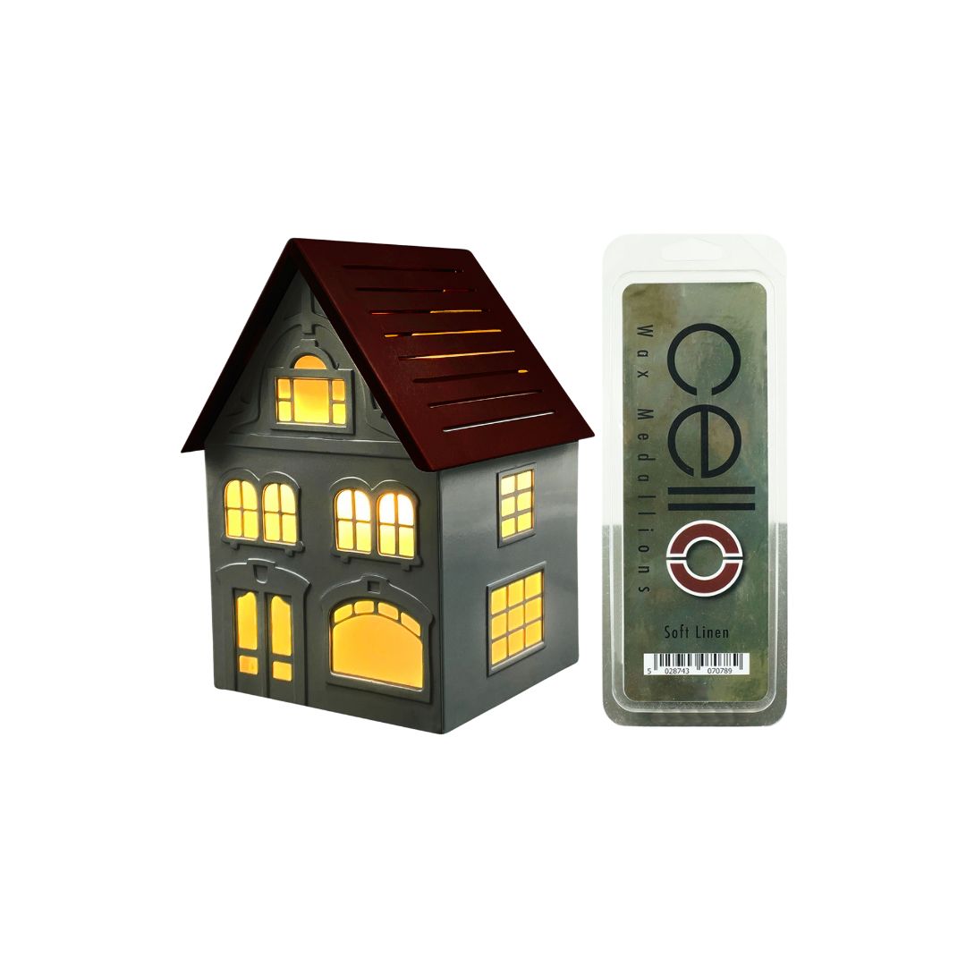 Cello House With Soft Linen Fragrance Medallions (White & Red)