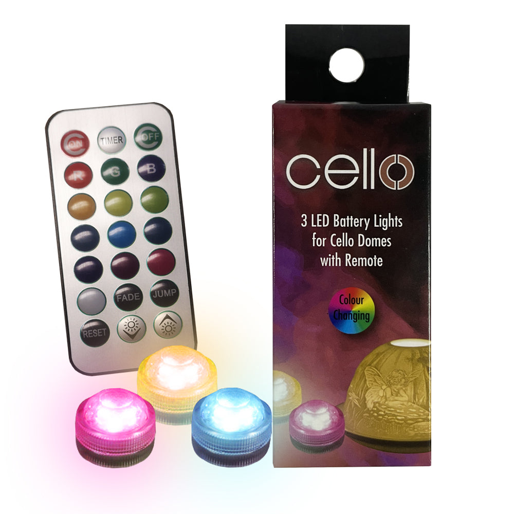 Cello Set of 2 Colour Changing Tealight Domes with Remote Coloured Light Set - Butterfly and Spring Flower