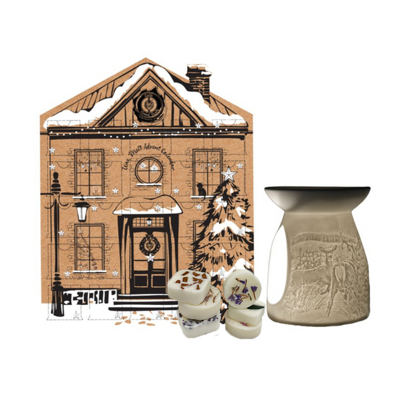 Cello Naked Melts Advent Calendar (25 Melts) with Porcelain Tealight Highland Stag Burner