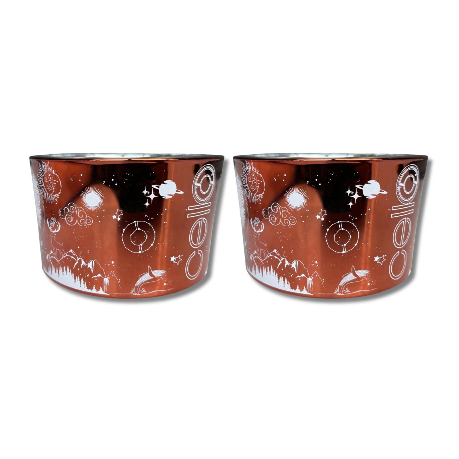 Cello Large Copper Celestial Candle Set of 2