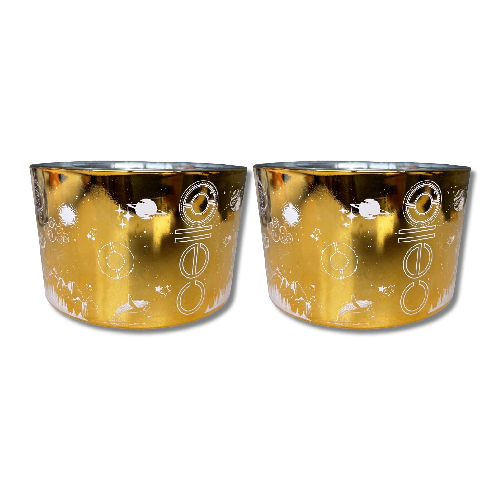 Cello Large Gold Celestial Candle Set of 2