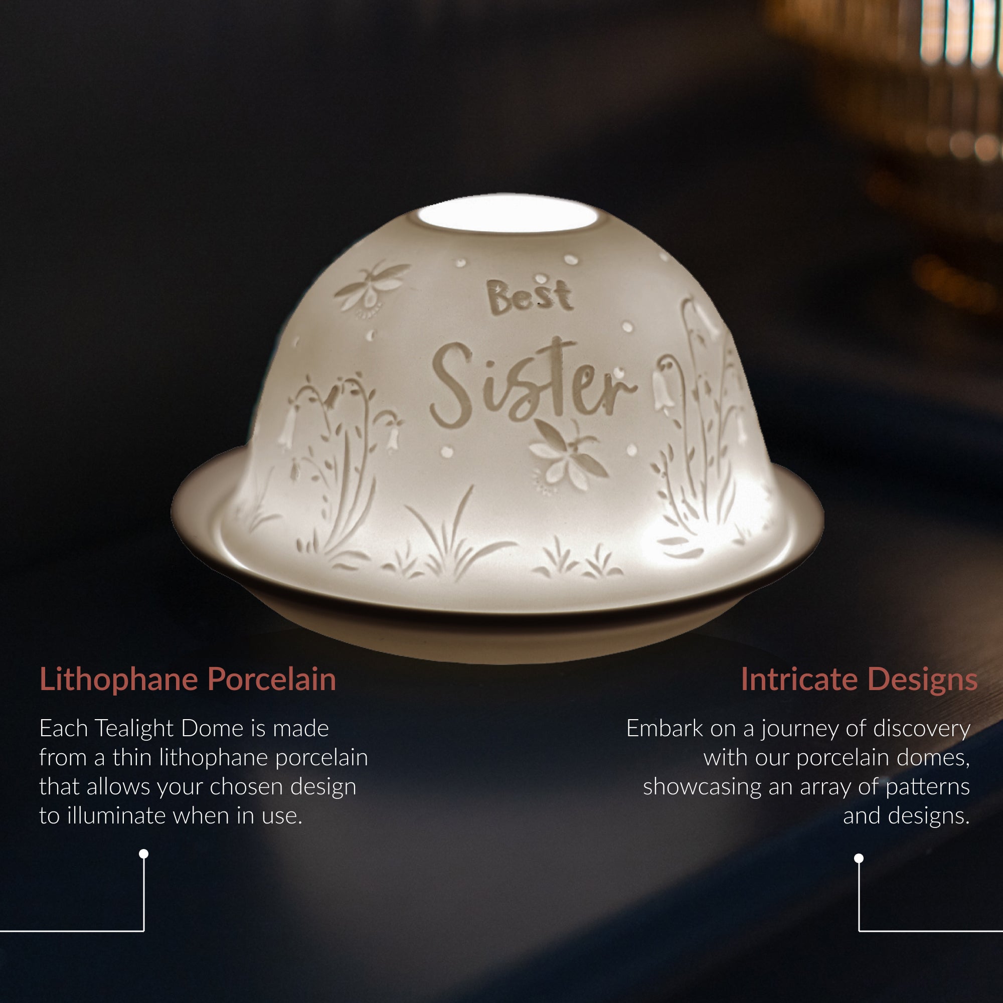 Porcelain Tealight Dome - Best Sister