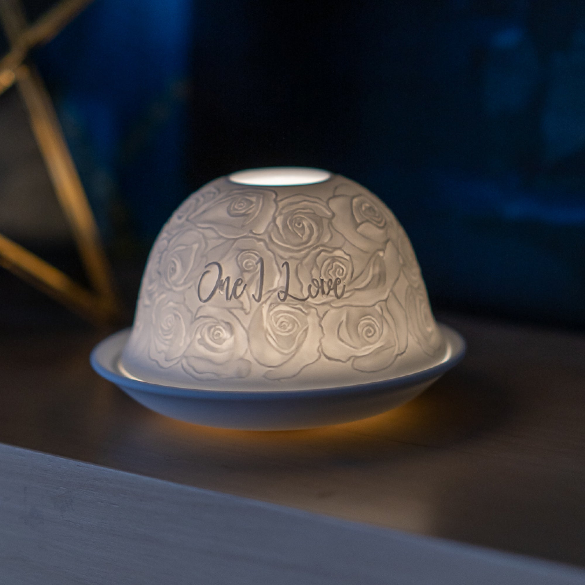 Porcelain Tealight Dome - 'One I Love'