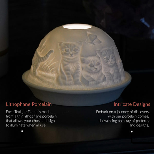 Porcelain Tealight Dome - Kitten Design