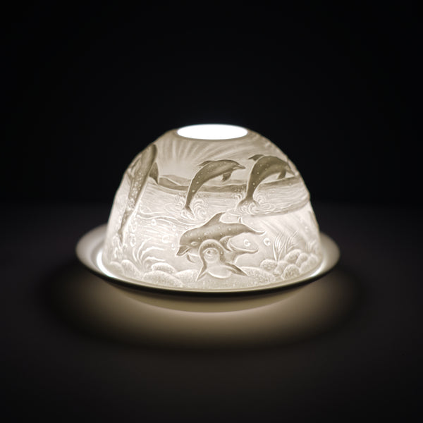 Porcelain Tealight Dome - Dolphin