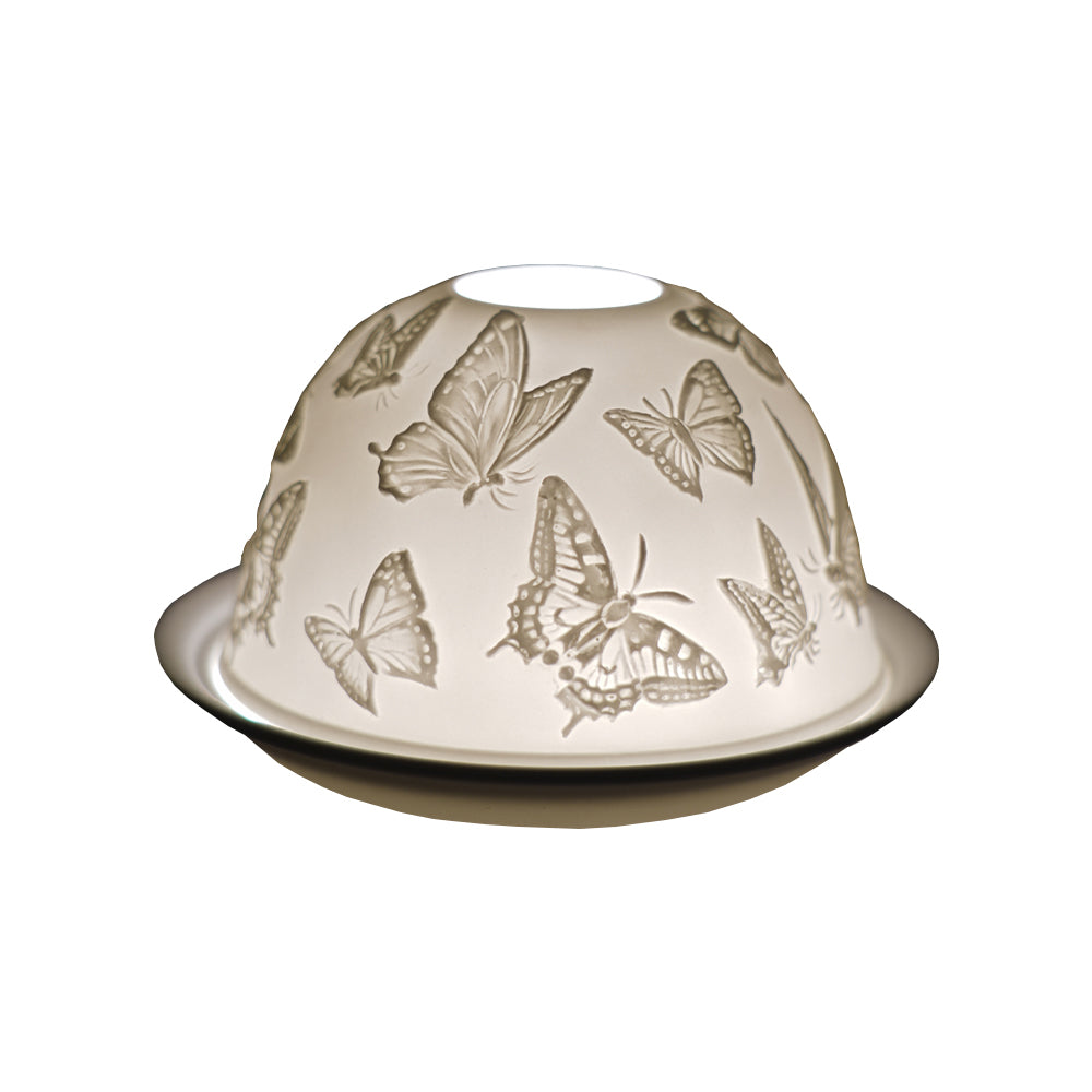 Porcelain Tealight Dome - Butterflies Design