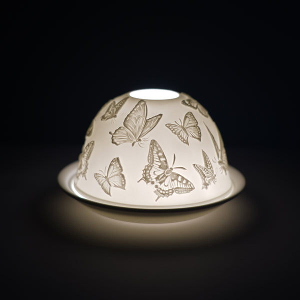 Porcelain Tealight Dome - Butterflies Design