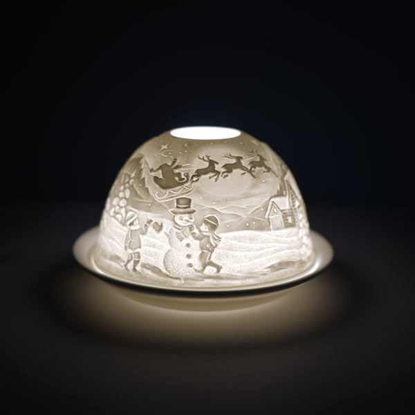 Porcelain Tealight Dome - Snowman Design