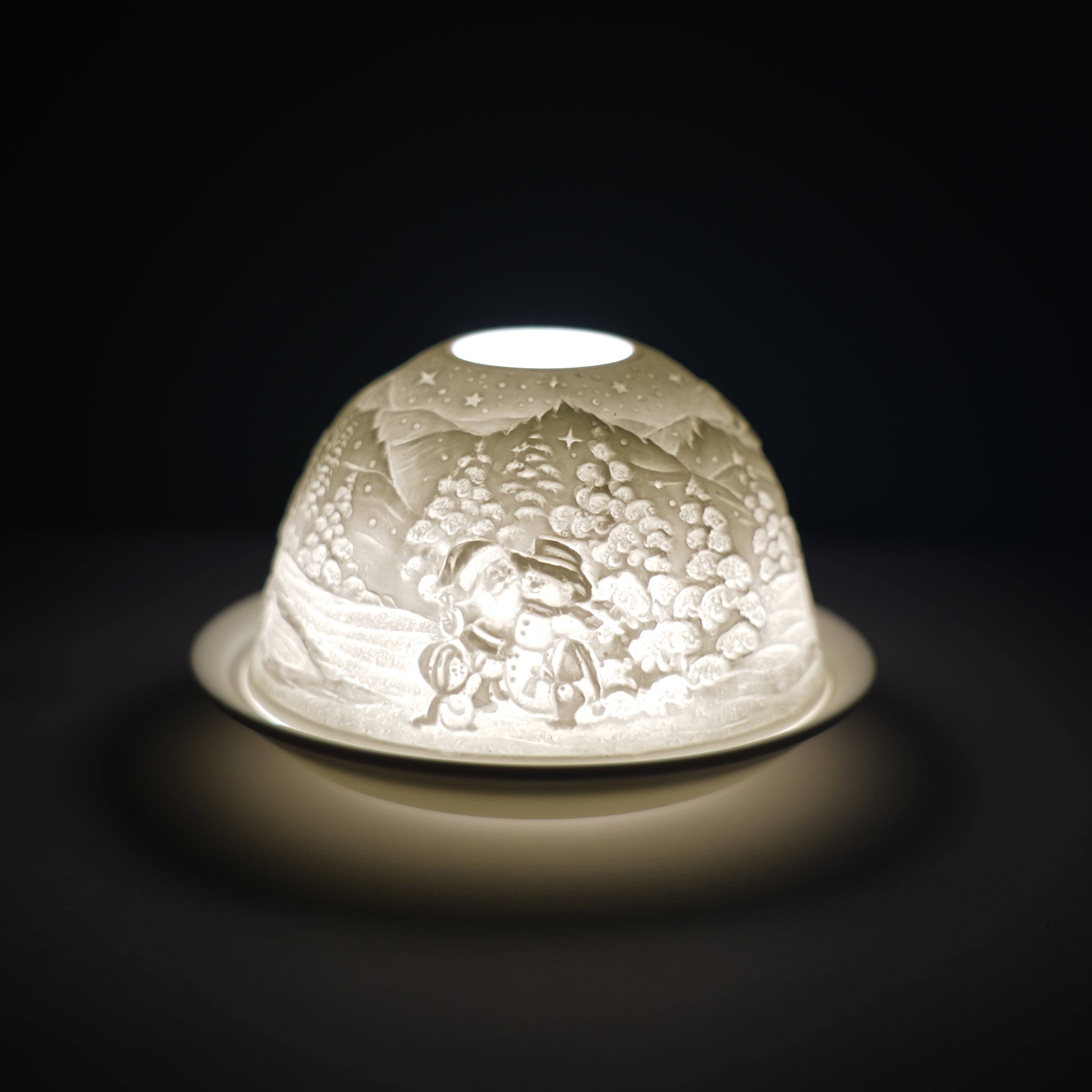 Porcelain Tealight Dome - Snowman Design