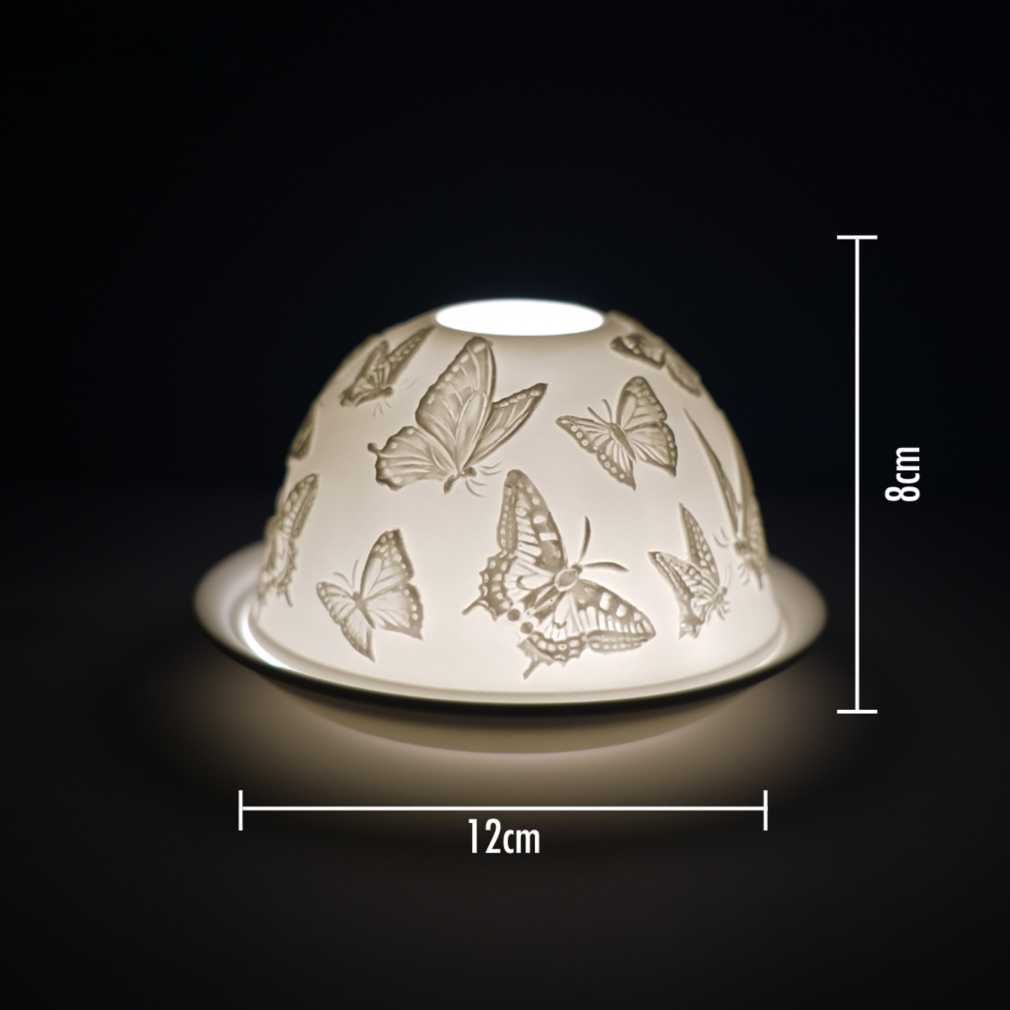 Porcelain Tealight Dome - Butterflies Design