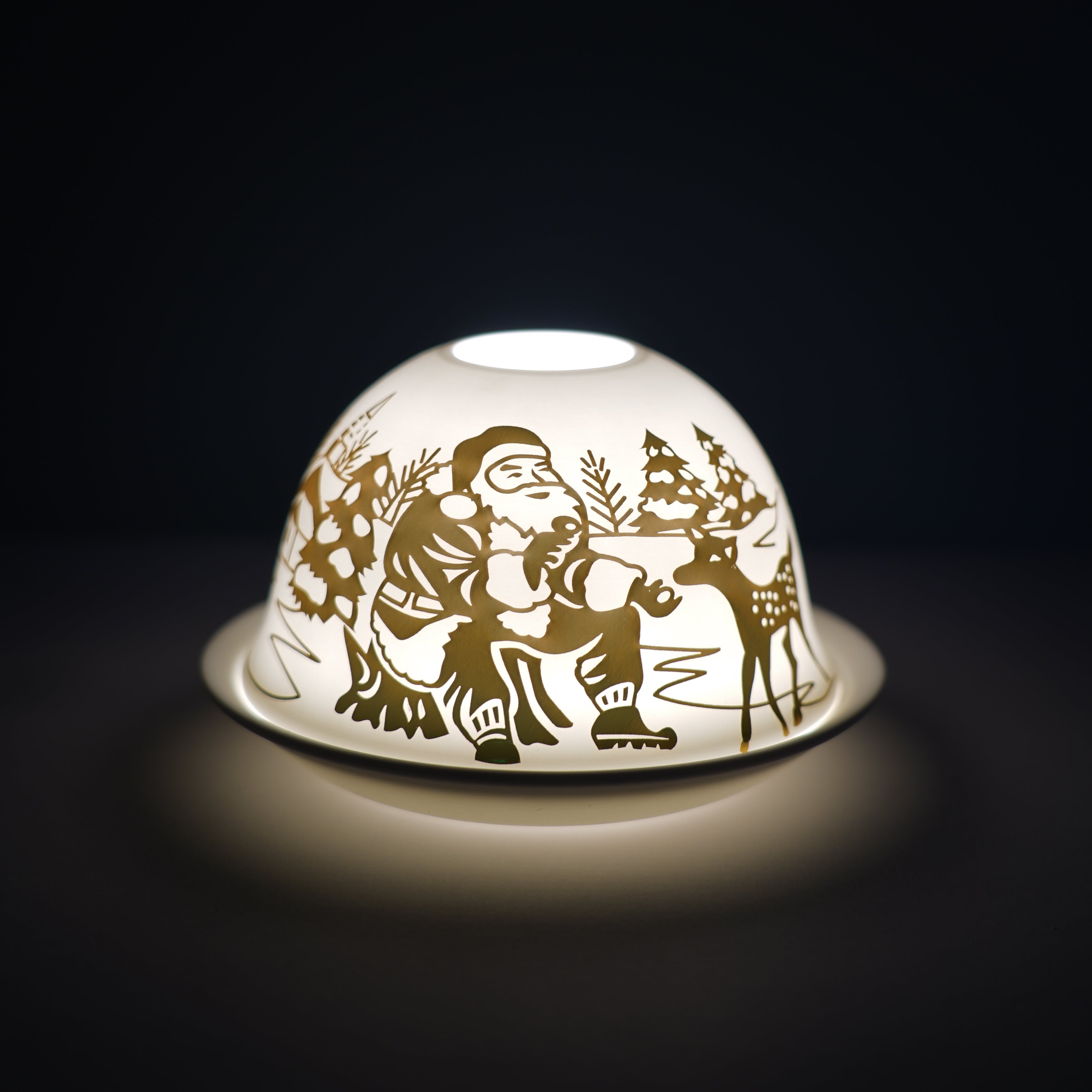 Porcelain Tealight Dome - Father Christmas Design