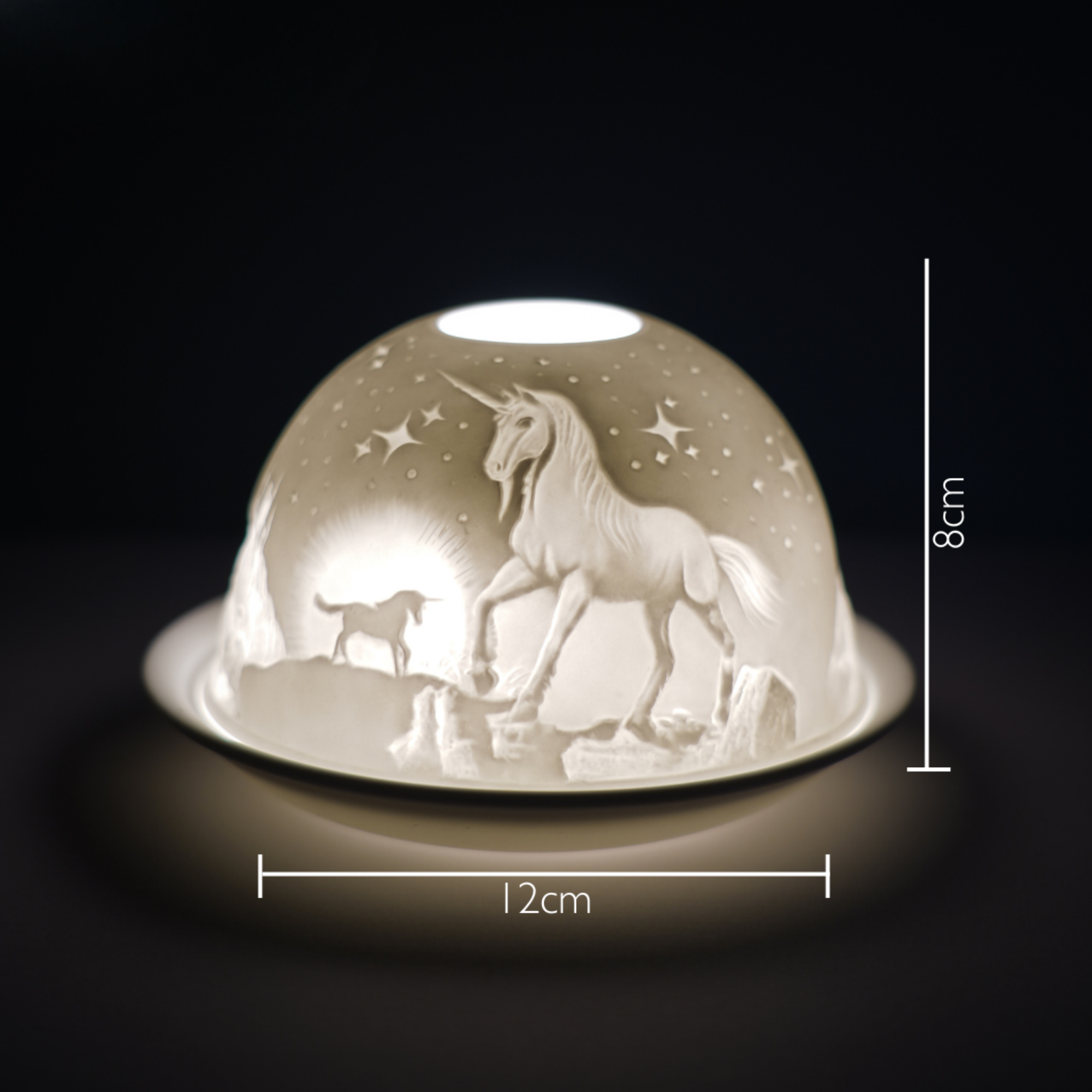 Porcelain Tealight Dome - Unicorn Design