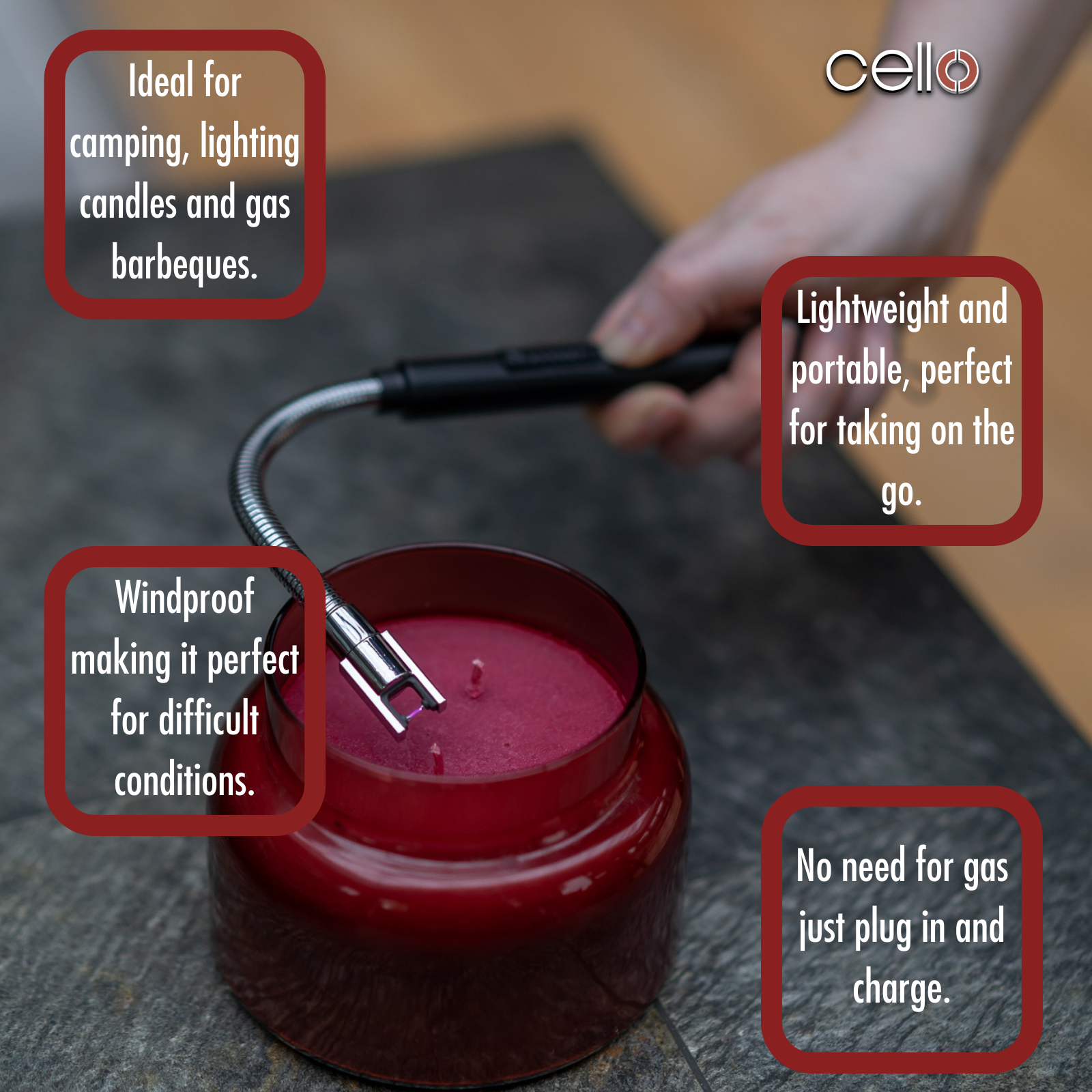Cello Set of 2 Rechargeable Electronic Flexible Lighter Black