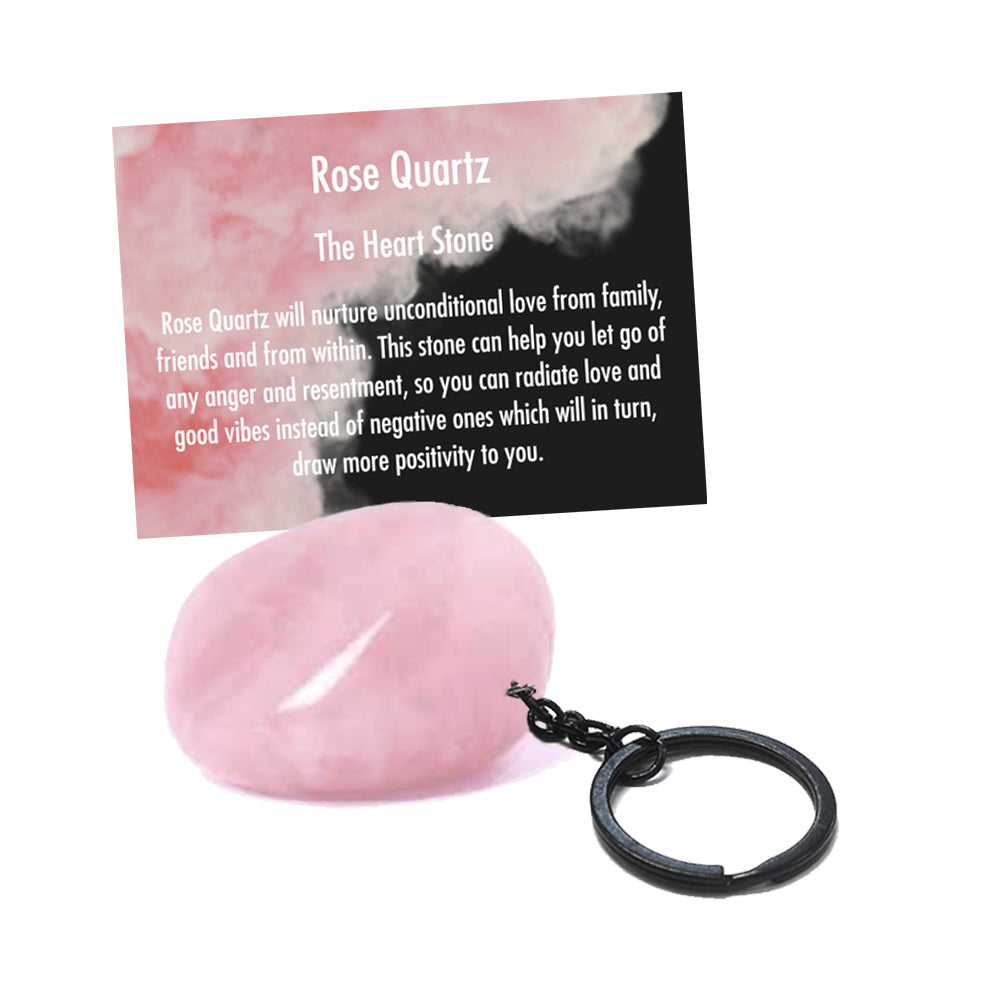 Cello Gemstone Keyrings  - Rose Quartz