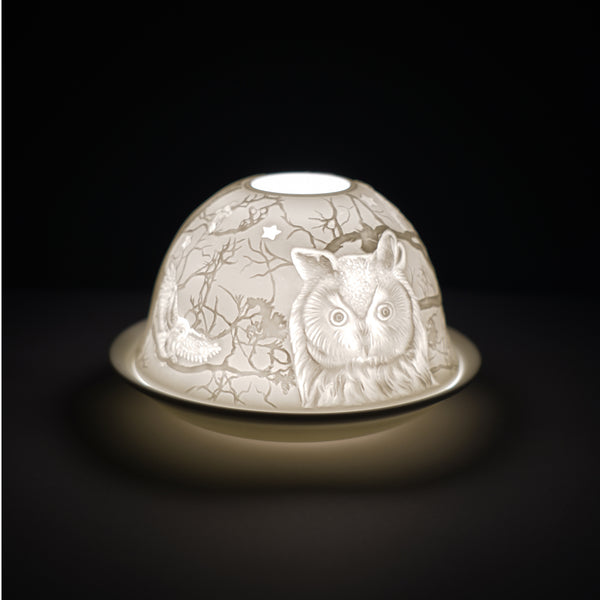 Porcelain Tealight Dome - Owl Design