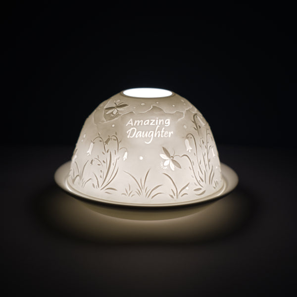Porcelain Tealight Dome - Amazing Daughter