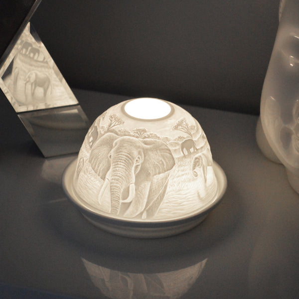 Porcelain Tealight Dome - Elephant Design