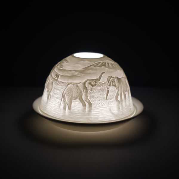 Porcelain Tealight Dome - Elephant Design