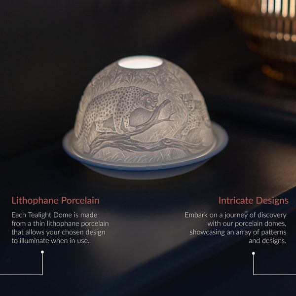 Porcelain Tealight Dome - Leopard Design
