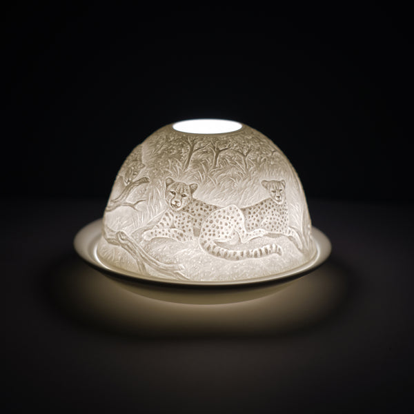 Porcelain Tealight Dome - Leopard Design
