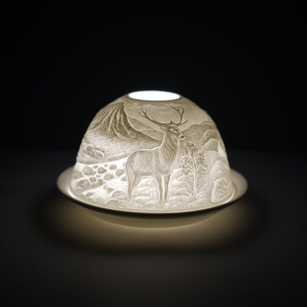 Porcelain Tealight Dome - Highland Stag