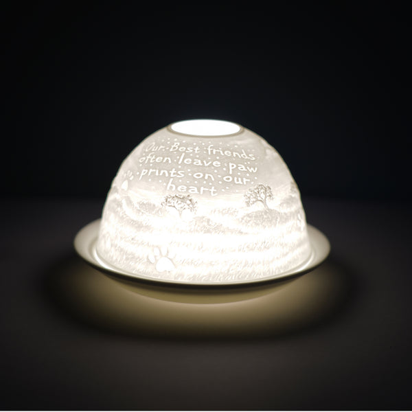 Porcelain Tealight Dome - 'Our Best Friends Often Leave Pawprints On Our Heart'