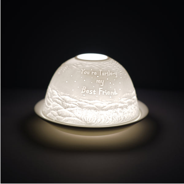 Porcelain Tealight Dome - 'Turtle-y My Best Friend'