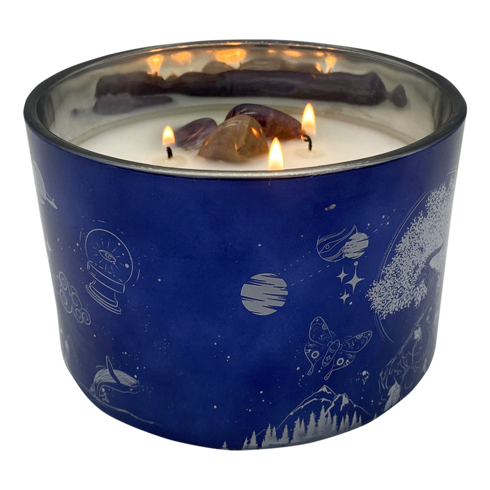 Large Celestial Gemstone Candle - Amethyst - Distant Daydreams